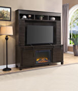 Espresso wooden case-frame entertainment with led electric fireplace main photo