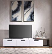 White high gloss & rustic oak finish tv stand main photo