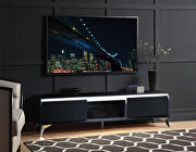 Raceloma (Black) Black & chrome finish TV stand w/ led touch light