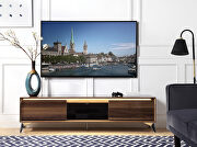 Walnut & chrome finish TV stand w/ led touch light main photo
