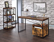 Weathered oak finish & black metal desk