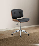 Black pu & walnut office chair main photo