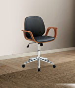 Black pu & walnut office chair main photo