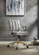 Vintage white top grain leather & chrome office chair
