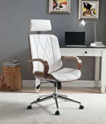 White pu & walnut office chair main photo
