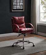 Vintage red top grain leather executive swivel office chair main photo