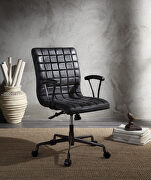 Vintage black top grain leather & aluminum executive office chair main photo