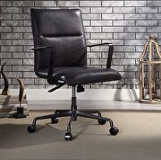 Indra II Onyx black top grain leather executive office chair