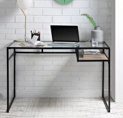 Yasin (Black) Black & glass desk, black & glass