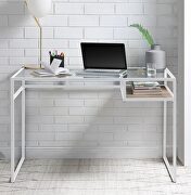 Yasin (White) White & glass desk