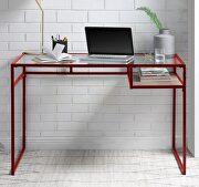 Yasin (Red) Red & glass desk