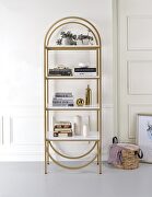 White high gloss & gold bookcase