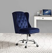 Midnight blue velvet office chair main photo