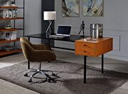 Honey oak & black finish desk