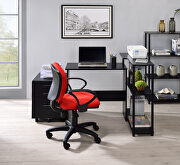 Ievi (Black) Black finish writing desk w/ built in low bookshelf