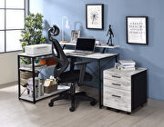 Drebo (White) Antique white top & black finish metal frame base l-shaped corner desk