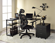 Drebo (Black) Black finish top & metal frame base l-shaped corner desk