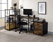 Vadna (Oak) Weathered oak & black finish distressed wood furniture writing desk