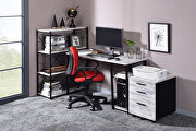 Vadna (White) Antique white & black finish distressed wood furniture writing desk