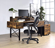 Safea (Oak) Weathered oak & black finish double pedestal metal base desk