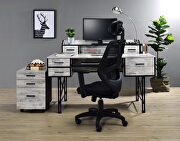 Safea (White) Antique white & black finish double pedestal metal base desk