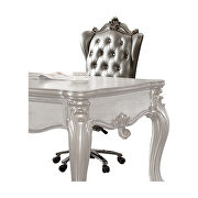 Silver pu & antique platinum finish executive chair w/swivel & lift