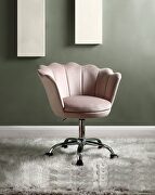 Rose quartz velvet & chrome office chair main photo