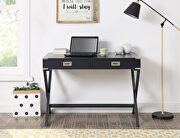 Black finish rectangular top and x-base writing desk main photo