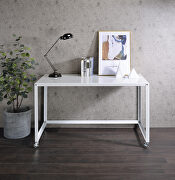 White finish top and metal frame writing desk main photo