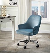 Blue velvet fully covered tempting texture office chair main photo