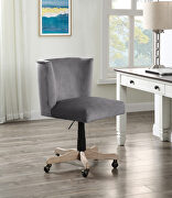 Gray velvet padded seat and back swivel office chair main photo