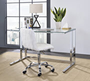 Tyrese (Clear) Clear top & chrome finish metal open base desk w/ usb port