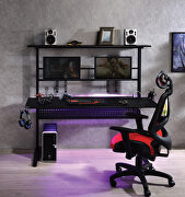 Black finish streamlined metal structure gaming table w/ led light main photo