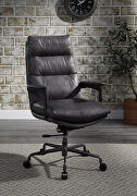 Crursa (Gray) Gray top grain leather padded seat & back executive office chair