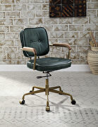 Emerald green top grain leather padded seat & back swivel office chair main photo