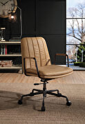 Rum top grain leather upholstered seat and back swivel office chair main photo