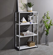 White top & chrome finish base rectangular bookshelf main photo