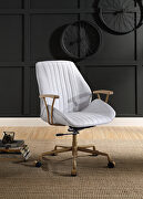 Vintage white top grain leather executive pneumatic lift office chair main photo