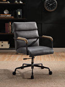 Gray finish top grain leather adjustable seat swivel office chair main photo