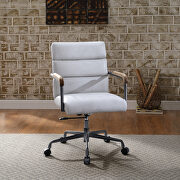 Vintage white top grain leather adjustable seat height swivel office chair main photo