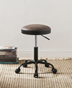 Ouray II Vintage mocha pu & black adjustable stool with swivel