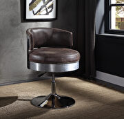 Brancaster IV Distress chocolate top grain leather & chrome adjustable chair with swivel