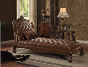 Versailles (Cherry) 2-tone light brown pu & cherry oak chaise w/1 pillow