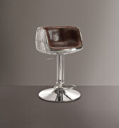 Brancaster II Vintage brown top grain leather & aluminum adjustable stool with swivel