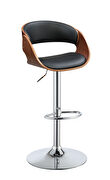 Camila III Black pu & walnut adjustable stool w/swivel (1pc), black pu & walnut, 25