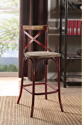 Zaire Antique red & antique oak bar chair