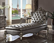 Versailles (Platinum) Silver pu & antique platinum chaise lounge