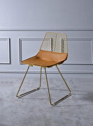 Whiskey faux leather seat cushion/ gold finish frame dining chair main photo