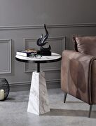 Faux marble & black finish side table main photo