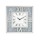 Noralie W VII Mirrored & faux diamonds square shape wall clock